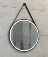 Wiesbaden Cinto spiegel rond met band, LED verlichting, dimbaar en spiegelverwarming 60 cm mat zwart