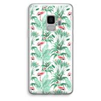 Flamingo bladeren: Samsung Galaxy S9 Transparant Hoesje - thumbnail