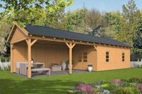 Lariks/Douglas Overkapping Hamar XL type 11 blank 1303x445 cm- Zadeldak- Onbehandeld lariks Douglas hout- Tuindeco
