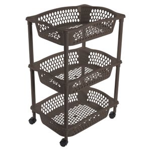 Keuken opberg trolleys/roltafels met 3 manden 62 cm cappuchino bruin