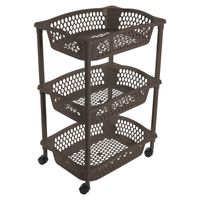 Keuken opberg trolleys/roltafels met 3 manden 62 cm cappuchino bruin