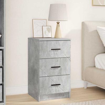 Nachtkastje met lade Betongrijs 38 x 38 x 66 cm Bewerkt hout
