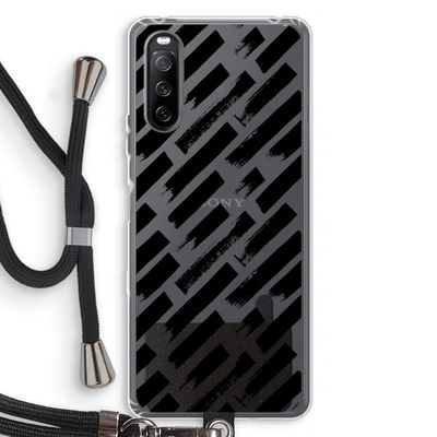 Zwarte vegen: Sony Sony Xperia 10 III Transparant Hoesje met koord