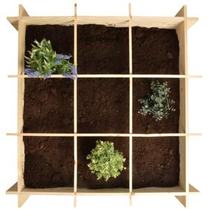 Vierkante Meter Moestuinbak - 100 x 100 x 20 cm - Vurenhout - 9 vakken - Incl. worteldoek