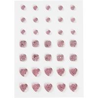 Strasstenen, rond, vierkant, hart, afm 6+8+10 mm, roze, 35 stuk/ 1 doos
