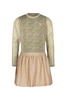 Like Flo winter jurk meisjes - zand - Mira - mesh top + metallic rok