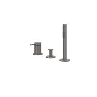 Badrandcombinatie IVY Bond 3-gats Mengkraan Met Uittrekbare Handdouche Zonder Uitloop Geborsteld Metal Black PVD IVY