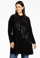 Yoek Blouse met pailletten | Zwart | Maat 58/60