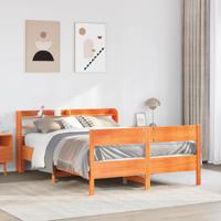 Bedframe zonder matras massief grenenhout wasbruin 140x200 cm