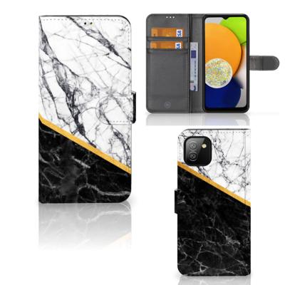 Samsung Galaxy A03 | Bookcase | Marmer Wit Zwart - Origineel Cadeau Man
