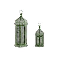 Lantaarns Home ESPRIT Groen Metaal Orientaals 23 x 23 x 57 cm (2 Onderdelen)