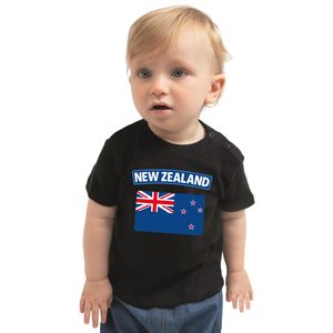 New-Zealand / Nieuw-Zeeland landen shirtje met vlag zwart voor babys 80 (7-12 maanden)  -