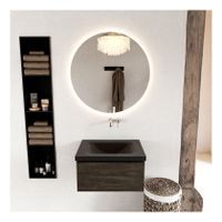 Mondiaz Bukla 60cm badmeubel modulair kleur dark brown met 1 lade en wastafel midden zonder kraangat kleur urban