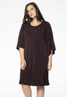 Yoek Jurk met wijde mouwen CHECK | Zwart | Maat 38/40