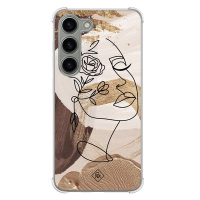 Samsung Galaxy S23 siliconen shockproof hoesje - Abstract gezicht bruin