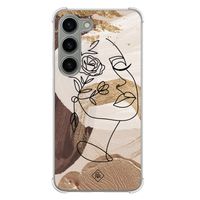 Samsung Galaxy S23 siliconen shockproof hoesje - Abstract gezicht bruin
