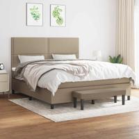 Boxspring met matras stof taupe 180x200 cm