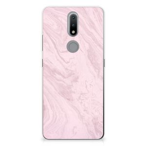 Nokia 2.4 TPU Siliconen Hoesje Marble Pink - Origineel Cadeau Vriendin