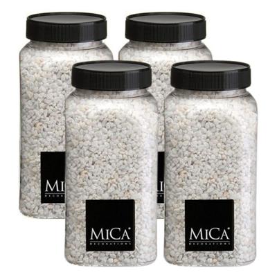 Mica Decorations decoratie stenen/granulaat - 4x - 650ml - wit - hobby steentjes