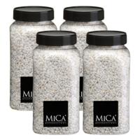Mica Decorations decoratie stenen/granulaat - 4x - 650ml - wit - hobby steentjes