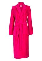 Badrock Donker roze velours badjas unisex met naam borduren - thumbnail