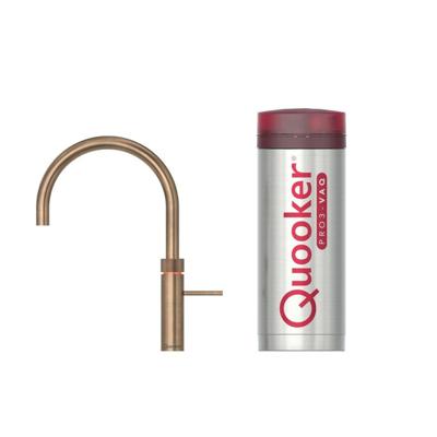 Quooker Fusion Round kokendwaterkraan - draaibare uitloop - PRO3 reservoir - Warm / kokend water - Messing Patina (Goud) 3FRPTN