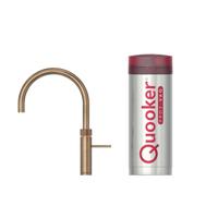 Quooker Fusion Round kokendwaterkraan - draaibare uitloop - PRO3 reservoir - Warm / kokend water - Messing Patina (Goud) 3FRPTN