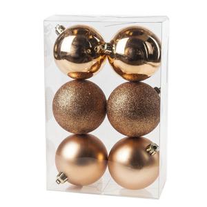 Cosy & Trendy Kerstballen - 6x st - koper - 8 cm - kunststof - kerstversiering