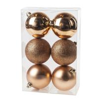 Cosy & Trendy Kerstballen - 6x st - koper - 8 cm - kunststof - kerstversiering - thumbnail