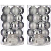 50x Kunststof kerstballen zilver 8 cm - thumbnail