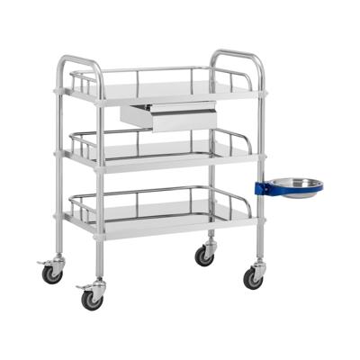 Laboratoriumwagen - roestvrij staal - 3 legborden elk 56 x 36 x 13 cm - 1 lade - 15 kg