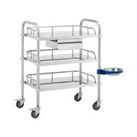 Laboratoriumwagen - roestvrij staal - 3 legborden elk 56 x 36 x 13 cm - 1 lade - 15 kg