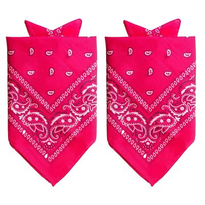 2x Stuks traditionele bandana's - roze - 52 x 55 cm