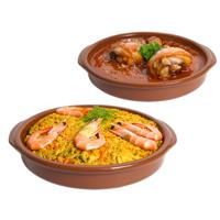 Tapas serveerschalen/ovenschalen set van 2x - D34 en D42 cm - rond - Spaans terracotta