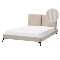 Beliani - MELLE - Tweepersoonsbed - Taupe - 140 x 200 cm - Corduroy