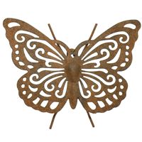 Tuin/schutting decoratie vlinder - metaal - roestbruin - 22 x 18 cm   -