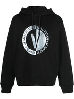 Versace Jeans Couture logo-print cotton hoodie - Noir