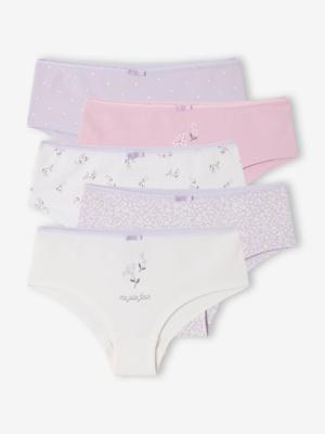 Set van 5 meisjes shorts met bloemen donkerpaars