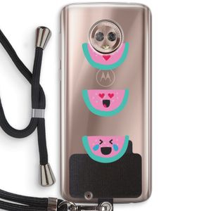 Smiley watermeloen: Motorola Moto G6 Transparant Hoesje met koord
