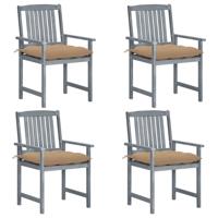 Tuinstoelen 4 st met kussens massief acaciahout grijs