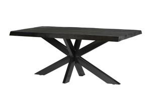 Livingfurn Eettafel Norris Spider Mangohout en staal, 180 x 90cm - Zwart