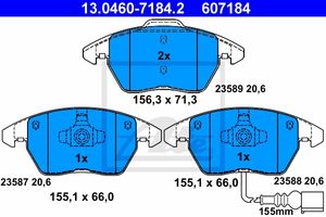 Remmenset, remschijf ATE, Remschijftype: Geventileerd: , Inbouwplaats: Vooras, u.a. für Seat, VW, Skoda, Audi