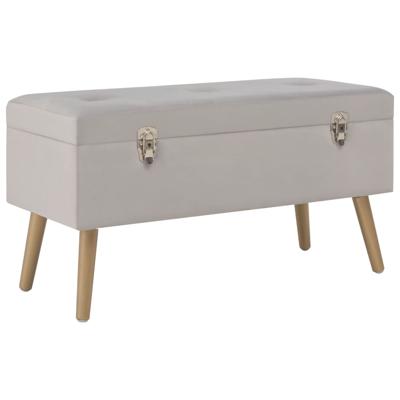 Bankje met opbergvak 80 cm fluweel grijs
