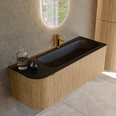 Badmeubel Mondiaz Kurve | 125 cm | Meubelkleur Oak | Wastafelkleur Urban | Rechts spoelbak | 1 kraangat