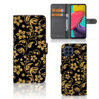 Samsung Galaxy M53 Hoesje Gouden Bloemen - thumbnail