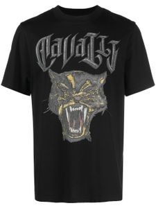 Roberto Cavalli t-shirt en coton à imprimé Panther - Noir