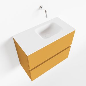 Toiletmeubel Mondiaz Ada | 60 cm | Meubelkleur Ocher | Lex wastafel Talc Rechts | Zonder kraangat