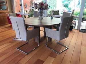 Set van 5 leren eetkamerstoelen - met sledepoot en armleuning- bruin leer - Echt leer, Industrieel, ontdek de vele Leersoorten en Kleuren bij ShopX