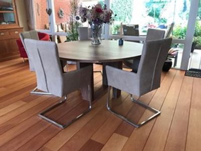 Set van 5 leren eetkamerstoelen - met sledepoot en armleuning- bruin leer - Echt leer, Industrieel, ontdek de vele Leersoorten en Kleuren bij ShopX
