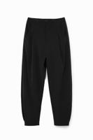 Slouchy broek met plooitjes - BLACK - XS - thumbnail